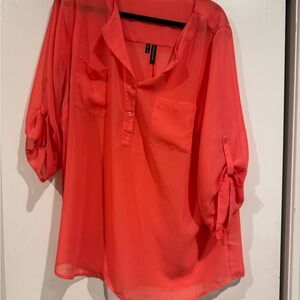 Maurices Vibrant Coral Sheer Blouse